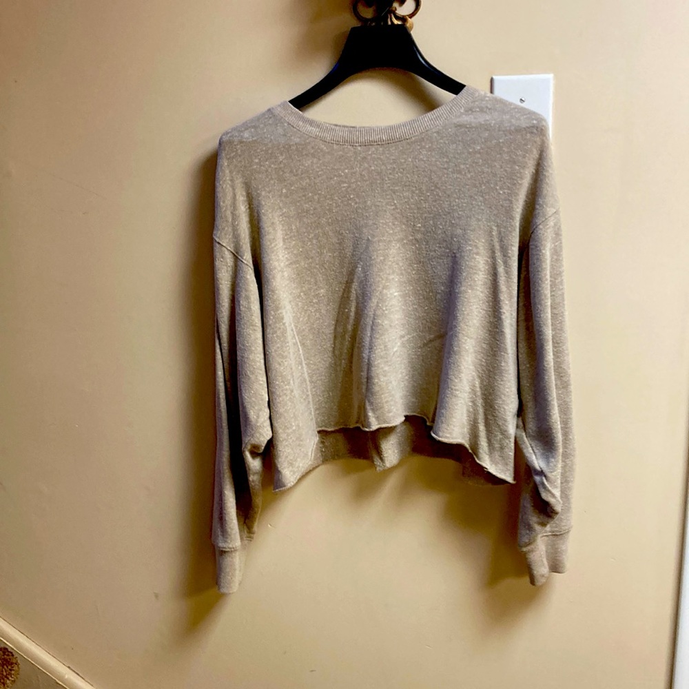 Women’s tan long sleeve size medium sweatshirt crop top Z supply company - Picture 1 of 1